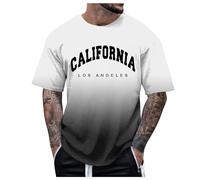 Personnalisation de la Mode des Hommes Impression 3D Numérique Impression de la Ville T-Shirt Confortable à Manches Courtes avec Gradient Doux Suspendus Vestes Design, Blanc, 3XL