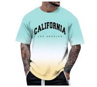 Personnalisation de la Mode des Hommes Impression 3D Numérique Impression de la Ville T-Shirt Confortable à Manches Courtes avec Gradient Doux Suspendus Vestes Design, bleu ciel, Medium
