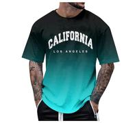 Personnalisation de la Mode des Hommes Impression 3D Numérique Impression de la Ville T-Shirt Confortable à Manches Courtes avec Gradient Doux Suspendus Vestes Design, Menthe verte, XXL
