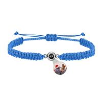 Personnalisation homme personnalisation image projection bracelet 100 langues I love you round bracelet personnalisation cadeau d'anniversaire corde à tricoter réglable (B - Bleu)