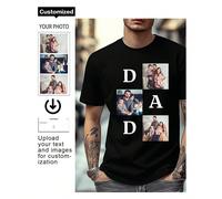 Personnalisation T-shirt décontracté ample et confortable pour hommes, ajoutez votre papa, maman ou texte et photo (cadeau fête des pères, fête des mères, réunion de famille, anniversaire pour papa ma