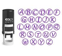Personnalisé A-Z Alphabet Stamp dans Encre violette Monogram ronde Tampon auto encreur initiale COLOP Mini Stamper 12 mm