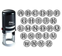 Personnalisé AZ Alphabet Stamp à l'encre noire Stamp Monogram ronde caoutchouc auto encreur initiale SHINY Mini Stamper 20 mm