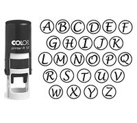 Personnalisé AZ Alphabet Stamp à l'encre noire Stamp Monogram ronde caoutchouc auto encreur initiale COLOP Mini Stamper 12 mm
