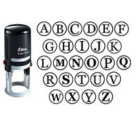 Personnalisé AZ Alphabet Stamp à l'encre noire Stamp Monogram ronde caoutchouc auto encreur initiale SHINY Mini Stamper 20 mm