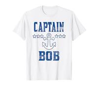 Personnalisé Bateau Vintage Bleu Captain Bob Anchor Stars T-Shirt