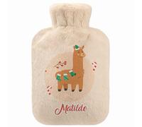 Personnalisé Bouillotte avec housse en polaire douce en caoutchouc avec couvercle 2 litres belle couverture en molleton Lama de Noël [092]