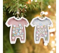 Personnalisé Boule de Noel Mon Premier noel - Bébé Fille Garçon, Cadeau Bébé Boules de Noël Personnalisé, Calendrier de l'avent Bébén avec Nom, Date de Naissance, Poids, Taille, ROSE