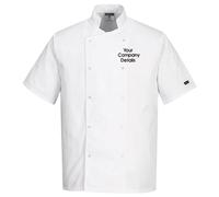 Portwest C733 Veste de Chef Moderne Légère à Manches Courtes Cumbria Blanche, XXL