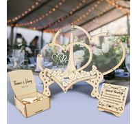 Personnalisé Cadre pour livre d'or de mariage Décor rustique en bois pour mariage Livre d'or alternatif, Signalisation de mariage en bois, Cadre pour livre d'or alternatif avec cœurs, 50-100 cœurs