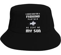 Personnalisé Chapeau Bob J'Ai demandé à Dieu Un Partenaire de pêche et Il m'a envoyé Mon Fils. Chapeaux de Soleil de Plage Imprimé Extérieur Casquette pour Été Camping Plage