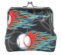 Personnalisé Chic Baseball Softball Black Women's Coin Portefeuilles & Pouches Kiss Lock Change Pouch Wallet, Chic Baseball Softball Noir, Chic Baseball Softball Noir