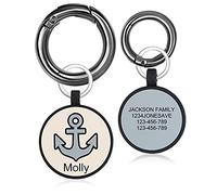 Personnalisé Chien Étiqueter Gravé pour Animal de compagnie Silicone Personnalisé Chien Nom Mots clés Double Face Gravé Animal de compagnie identifiant Étiqueter (Circle-iron-anchor tag)