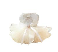 Personnalisé Chien Robe Chiot Jupe Princesse Robes Tutu Fleur de Mariage Dentelle de Luxe Bow Robe pour Petit Chien (Beige, L)