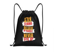 Personnalisé, croyez en vous-même Ne jamais abandonnez Sac à cordon pour hommes femmes sport léger gymnase Storage Sac à dos
