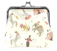 Personnalisé Cuir Monnaie Portefeuilles & Pouches Mignon Vintage Cirque Beige Kiss Lock Boucle Card Change Bourse pour Coin, Vintage Cirque Beige, Classique, Vintage Circus Beige, Classique