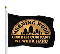 Personnalisé Drapeau Entreprise De Bois D'Œuvre Morning Wood - Nous Travaillons Dur Drapeaux Double Couture Bunting Pour Célébration Anniversaire Événements 90X150Cm