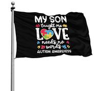 Personnalisé Drapeaux Renforcé Bannière Mon Fils M'A Appris Que L'Amour N'A Pas Besoin De Mots. Sensibilisation À L'Autisme 90X150Cm Drapeaux De Pirate Pour Extérieur Balcon Fête