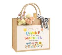 Personnalisé Éducatrice Enseignante Sage-Femme Collège Sac en Jute Durable Sac Cadeau Sac en Jute Sac à Provisions 100% Jute et Coton, Merci de grandir, m