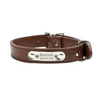 Personnalisé en Cuir PU Collier De Chien Durable Ajustable Graver Nom ID Tag Personnalisé Collier pour Petit Chien Moyen Grand Chien Chiot Color1,S
