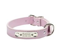 Personnalisé en Cuir PU Collier De Chien Durable Ajustable Graver Nom ID Tag Personnalisé Collier pour Petit Chien Moyen Grand Chien Chiot Color4,XS