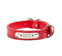 Personnalisé en Cuir PU Collier De Chien Durable Ajustable Graver Nom ID Tag Personnalisé Collier pour Petit Chien Moyen Grand Chien Chiot Color5,M
