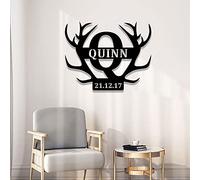 Personnalisé en métal famille nom de famille signe en bois cadeau de mariage lettre fendue initiale découpé au Laser prénoms est année date d'établissement monogramme personnalisé décor à la maison