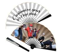 Personnalisé Eventail Pliant avec Photo/Texte/Logo, Eventail Pliant Décoratif en Bambou sur Le Thème de la Fête, Eventail Pliant Personnalisé pour Entreprise - 1pc