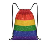 Personnalisé Faux Glitter Arc-en-Ciel Fierté Drapeau Cordon Sac à Dos Sports Sac de Sport pour Hommes Femmes LGBT Gay Lesbian Shopping Sackpack