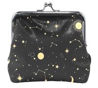 Personnalisé Femmes Pièces Portefeuilles & Pouches Starry Night Sky Black Kiss Lock Boucle Change Bag Card Pouch, Starry Night Sky Noir, Starry Night Sky Noir