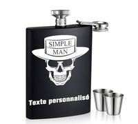 Personnalisé Flasque a Alcool avec Photo Texte Icône Acier 8Oz Inoxydable Flasque Personnalisée Cadeau pour Papa Homme Petit Ami Témoin (Texte Gravé 3)