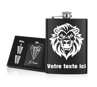 Personnalisé Flasque a Alcool avec Photo Texte Icône Acier 8Oz Inoxydable Flasque Personnalisée Cadeau pour Papa Homme Petit Ami Témoin (Texte Gravé 1)