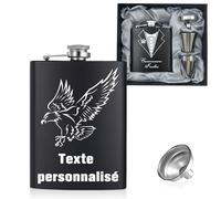Personnalisé Flasque a Alcool avec Photo Texte Icône Acier 8Oz Inoxydable Flasque Personnalisée Cadeau pour Papa Homme Petit Ami Témoin (Texte Gravé 2)