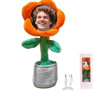 Personnalisé Fleur de Danse avec Visage , Jouet de Tournesol Chantant Dansant Parlant avec Enregistrement Vocal, Convient pour Les Anniversaires, fêtes et Cadeaux personnalisé (Safran)