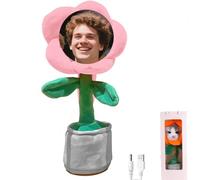 Personnalisé Fleur de Danse avec Visage , Jouet de Tournesol Chantant Dansant Parlant avec Enregistrement Vocal, Convient pour Les Anniversaires, fêtes et Cadeaux personnalisé (Rose)