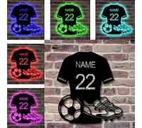 Personnalisé Football Métal Mur Art Lumière,Personnalisé Nom Football Lumières De Nuit, Monogram Led Light Logo Sport Fan Accessoires Cadeau De Fête D'anniversaire - 16 Changement de Couleur