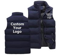 Personnalisé Gilet Hommes Femmes Personnaliser Votre Logo Coupe vers Le Bas Gilet sans Manches Automne Hiver Veste Gilet Navy Blue,XL