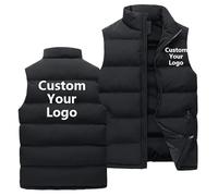 Personnalisé Gilet Hommes Femmes Personnaliser Votre Logo Coupe vers Le Bas Gilet sans Manches Automne Hiver Veste Gilet Black,3XL
