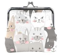 Personnalisé Grave Chat Visages Femmes Mignon Portefeuille En Cuir Boucle Baiser Verrouillage Carte Changement Sac à Main pour Les Filles, Visages De Chat Sérieux, Visages de chats sérieux