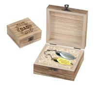 Personnalisé Gravierte 2 pièces Père Poisson Forme Angellocher avec Boîte en Bois Set, personnalisé nom Vatertag métal Angellocher Crochet pour Hommes, Jour du père Fischer Cadeau pour Papa