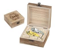 Personnalisé Gravierte 2 pièces Père Poisson Forme Angellocher avec Boîte en Bois Set, personnalisé nom Vatertag métal Angellocher Crochet pour Hommes, Jour du père Fischer Cadeau pour Papa