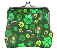 Personnalisé Heureux Trèfle Gnome Cuir Coin Cas Femmes Fille Boucle Baiser Fermeture Éclair Petit Porte-Cartes Couverture, Lucky Clover Leprechaun, Classique, Lucky Clover Leprechaun, Classique, Lucky