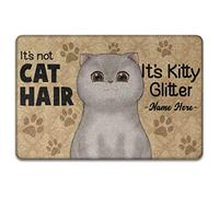 Personnalisé It's Not Cat Hair It's Kitty Glitter, pour Les Amoureux des Chats Paillasson De Bienvenue Antidérapant Tapis De Porte Anti-Poussière Tapis De Bain pour Salon Bain Intérieur 40X60Cm
