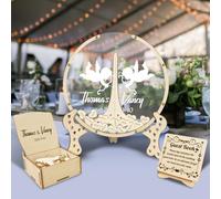 Personnalisé Livre d'or de mariage, cadre pour livre d'or avec Rond pour réception de mariage, cadre pour panneau de mariage, livre d'or pour fête, 50-100 cœurs