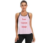 Personnalisé Logo Gymnase Débardeur Femme Personnalisée Images sans Dos Chemises Sports sans Manches Fitness Course À Pied Rapide Dry Gilet Haut Color1,XL
