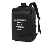 Personnalisé Logo Homme Ordinateur Sac À Dos Grande Capacité Sac De Voyage Personnalisé Nom Imprimé Motif Entreprise Sac À Dos Black,15 inches