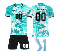 Personnalisé Maillot de Foot,Concevez Votre Propre nom de Maillot de Pied,numéros,Logo,25/26 Saison Nouveau Maillot de Football vêterments pourgarçons Adultes Costume (Style 1 Bleu Ciel)