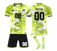 Personnalisé Maillot de Foot,Concevez Votre Propre nom de Maillot de Pied,numéros,Logo,25/26 Saison Nouveau Maillot de Football vêterments pourgarçons Adultes Costume (Style 1 Vert Fluorescent)