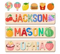 Personnalisé Name Puzzle pour Enfants-Puzzle en Bois avec Éléments d'animaux et Support-Cadeaux pour Filles et Garçons Tout-Petits Nouveau-né 1 an Anniversaire Halloween