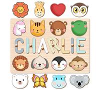 Personnalisé Name Puzzle pour Enfants-Puzzle en Bois avec Éléments d'animaux et Support-Cadeaux pour Filles et Garçons Tout-Petits Nouveau-né 1 an Anniversaire Halloween